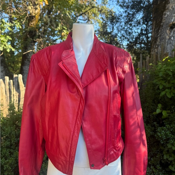 Vintage Red Leather Women's Jacket - Picture 1 of 7